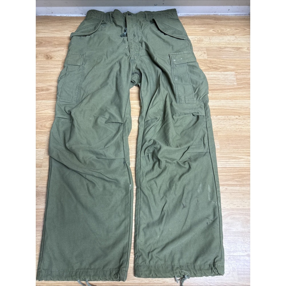 VTG 70s M65 Pants OG 107 Cold Weather Vietnam Sateen Trousers Med Reg 32x28